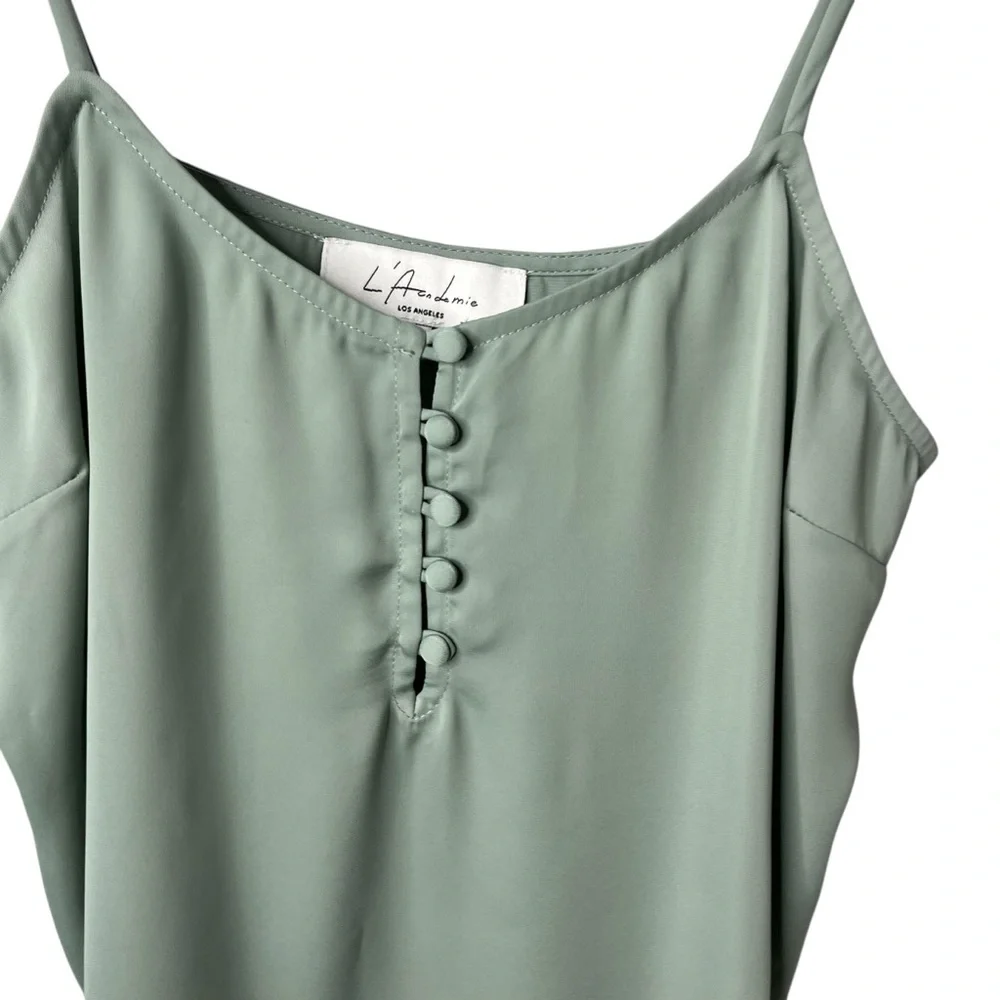 L’Academie The Button Cami Size XS Gray Green Layering - Picture 2 of 6